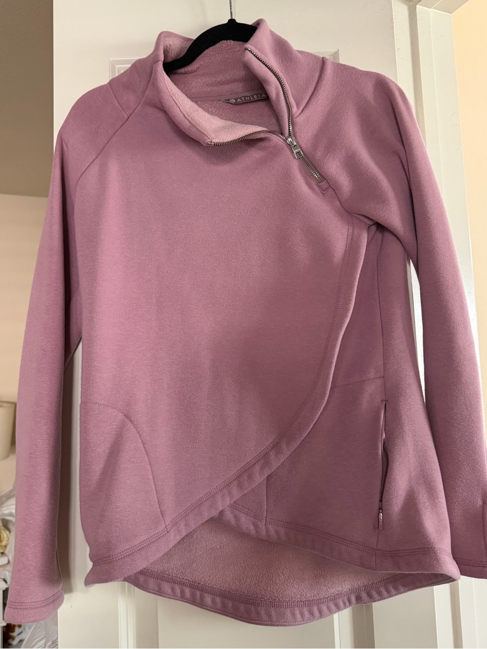 Athleta Dusty Rose Quarter-Zip Asymmetrical Pullover
